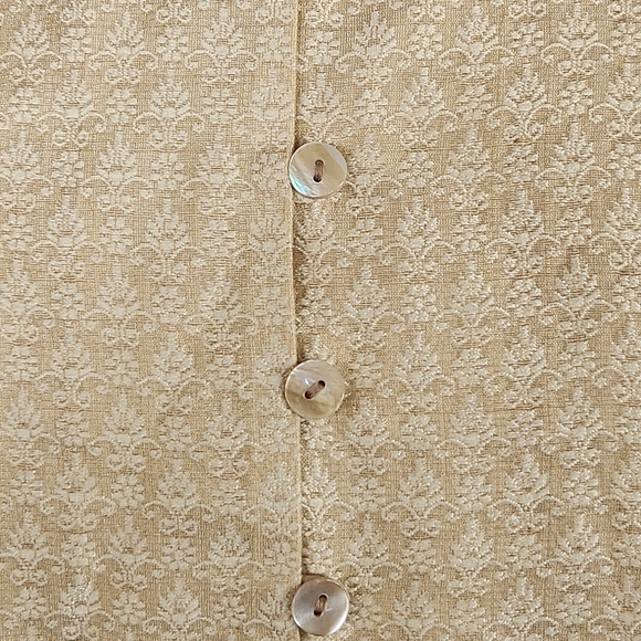 RENA ROWAN SILK BLEND LINED BUTTON DOWN SLEEVELESS VEST TAN GOLD SIZE 8 GUC - Picture 6 of 11